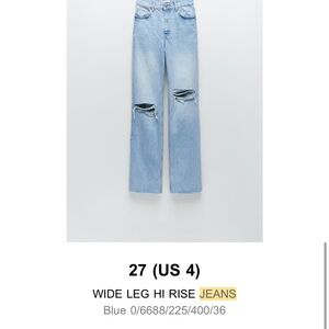 Zara Blue Flare Wide Leg Jeans WIDE LEG HI RISE JEANS
Blue 0/6688/225/400/36